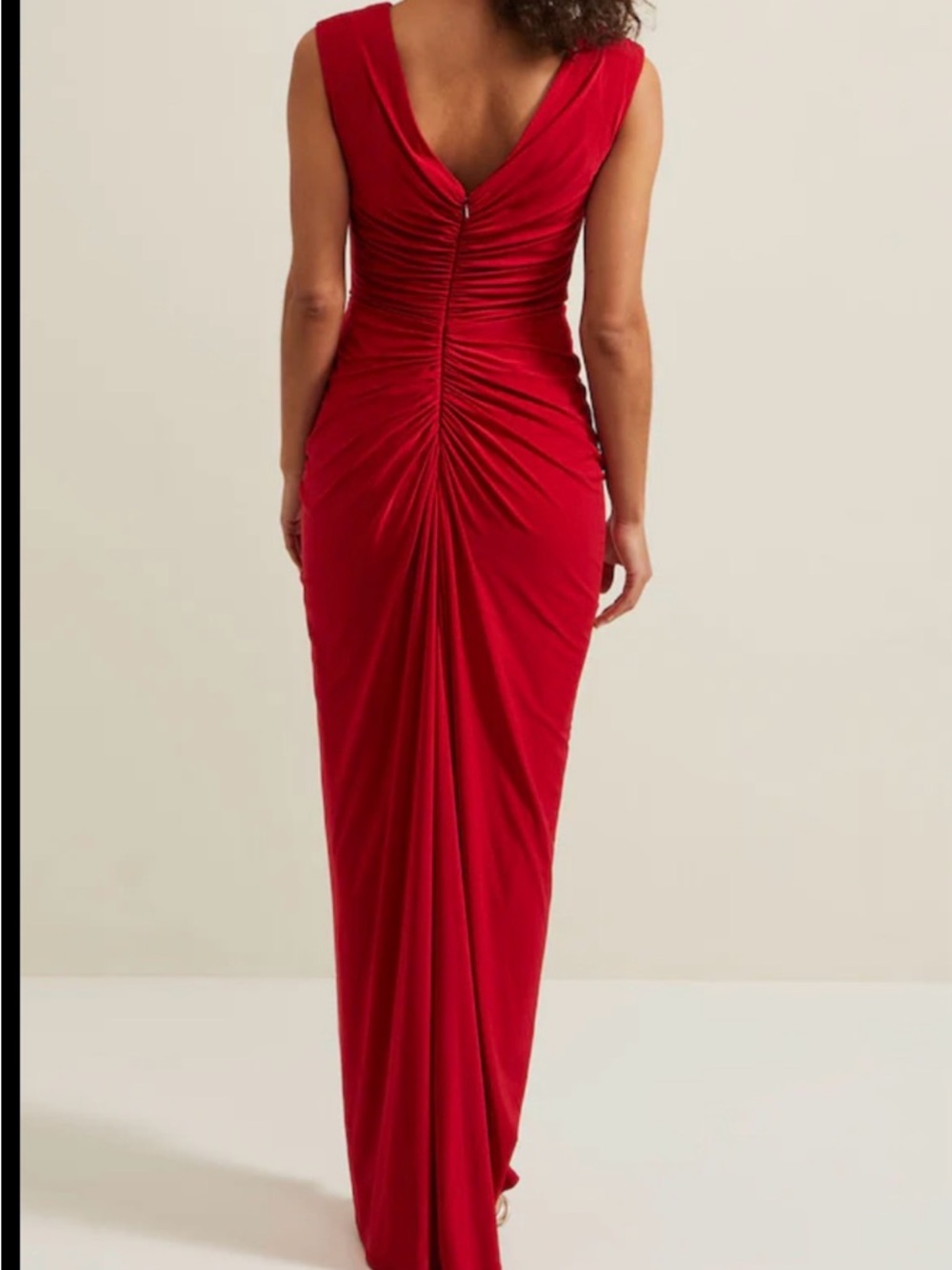 Calvin Klein Red Ruched V-Neck - Picture 3 of 7